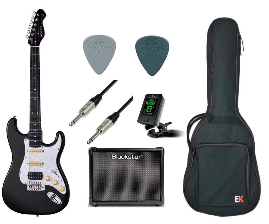 Mooer -Pack- MSC10 PRO BLKW Guitarra Eléctrica + Amplificador y Accesorios 1