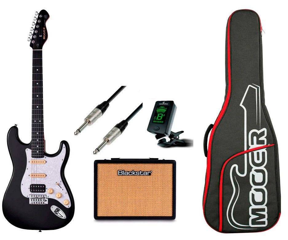 Mooer -Pack- MSC10 PRO BLKW Guitarra Eléctrica + Amplificador y Accesorios 1