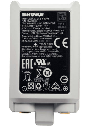 Shure SB903 Batería Recargable para Transmisor Inalámbrico 1