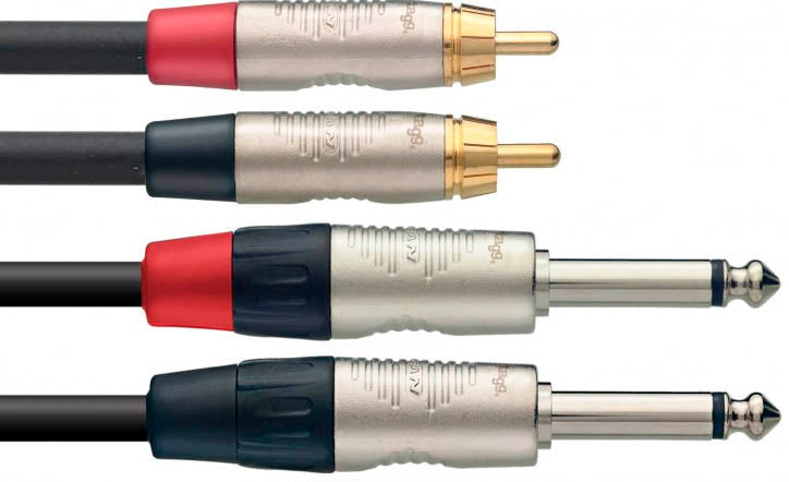 Auvisa NTC3PCMR Cable 2 x RCA 2 x Jack Macho 3 metros 1
