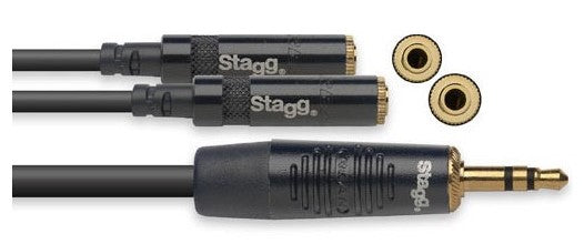 Stagg NYA010/MPS2MJSR Cable Minijack Estéreo a dos Hembras Minijack 30cm 2