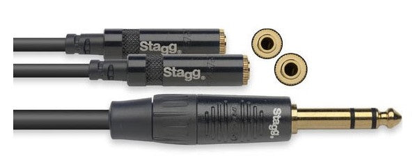 Stagg NYA010/PS2MJSR Cable Jack Estéreo a dos Hembras Minijack 30cm 2