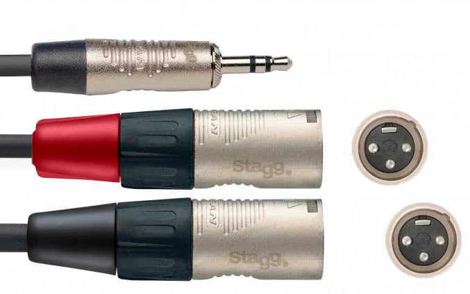 Auvisa NYC1 MPS2XMR Cable Minijack Estéreo 2 x XLR macho 1 metro 1
