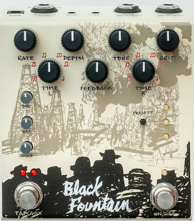 Old Blood Noise Endeavors Black Fountain Stereo Cream Pedal Delay 1