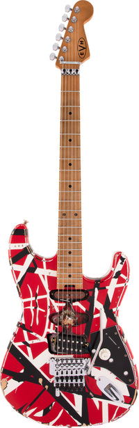 EVH Frankestein Frankie Striped Series MN Guitarra Eléctrica Red with Black Stripes 1