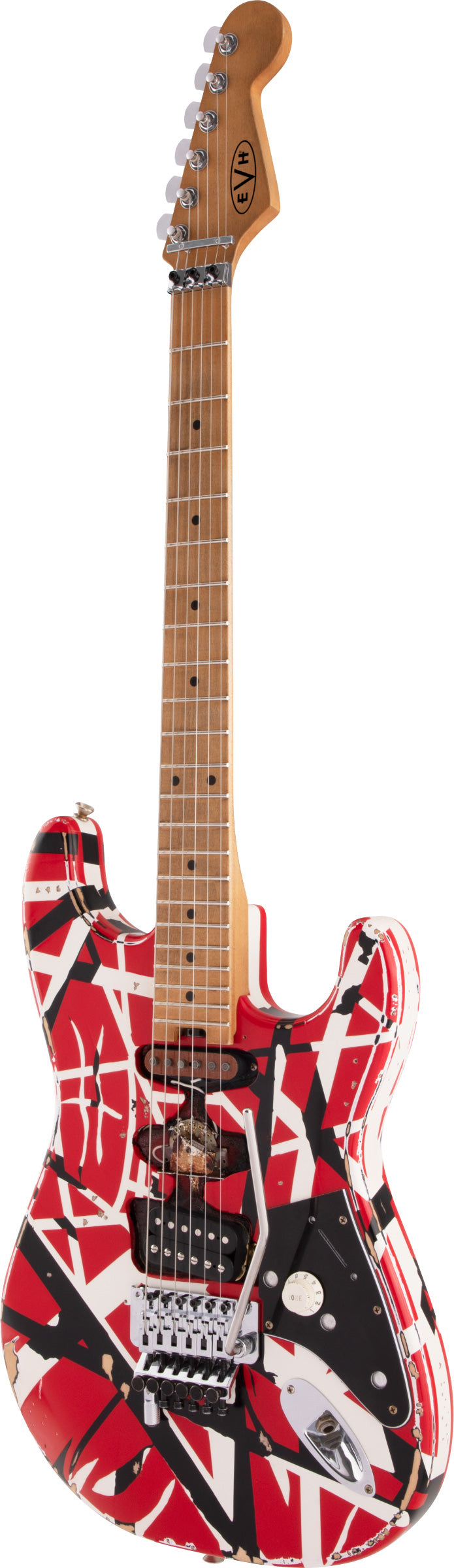 EVH Frankestein Frankie Striped Series MN Guitarra Eléctrica Red with Black Stripes 3