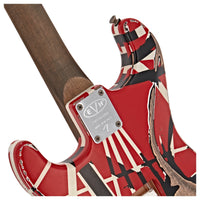 EVH Frankestein Frankie Striped Series MN Guitarra Eléctrica Red with Black Stripes 8