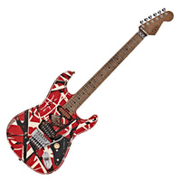 EVH Frankestein Frankie Striped Series MN Guitarra Eléctrica Red with Black Stripes 11