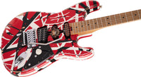 EVH Frankestein Frankie Striped Series MN Guitarra Eléctrica Red with Black Stripes 12