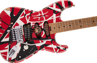 EVH Frankestein Frankie Striped Series MN Guitarra Eléctrica Red with Black Stripes 13