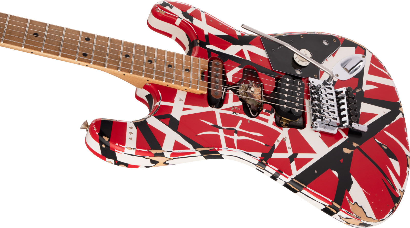 EVH Frankestein Frankie Striped Series MN Guitarra Eléctrica Red with Black Stripes 14