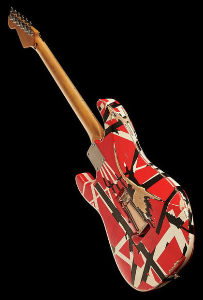 EVH Frankestein Frankie Striped Series MN Guitarra Eléctrica Red with Black Stripes 20