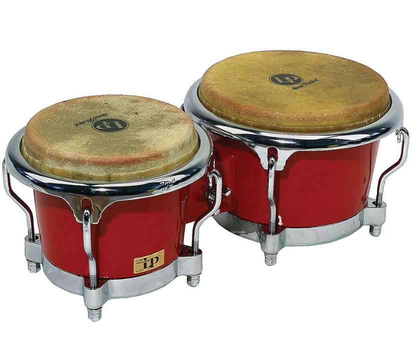 Latin Percussion LP200XFRD Bongos Comfort Curve II Rims Red Chrome 1