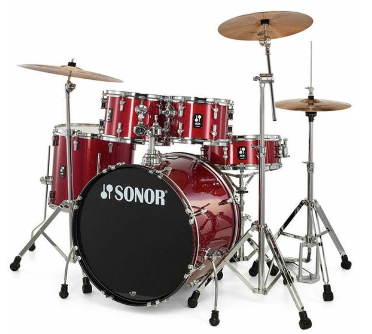 Sonor AQX Stage Set RMS Batería Acústica con Herrajes y Platos Red Moon Sparkle 3