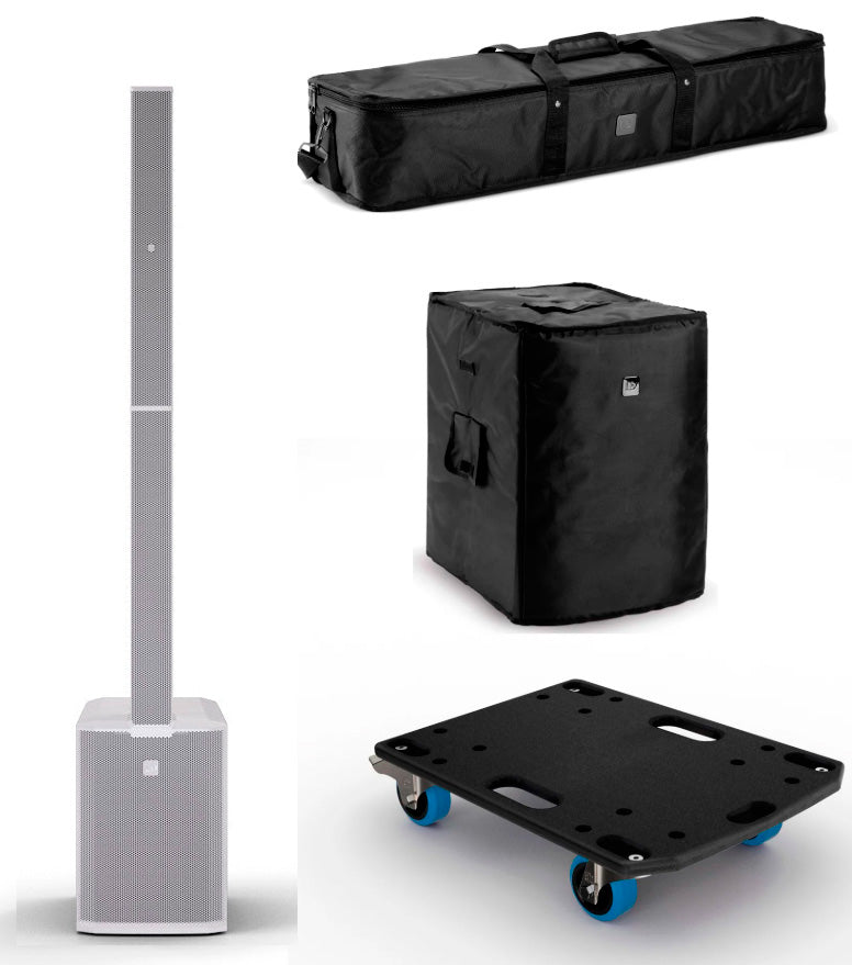 LD Systems -Pack- Maui 28 G3 Mix W Sistema Compacto de PA Activo Blanco + Fundas y Plataforma 1