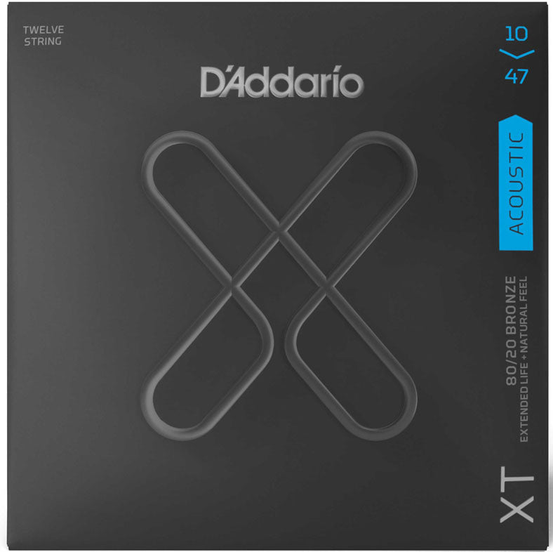 Daddario XTABR1047-12 80/20 XT Coated Juego 12 Cuerdas Guitarra Acústica 010-047 1