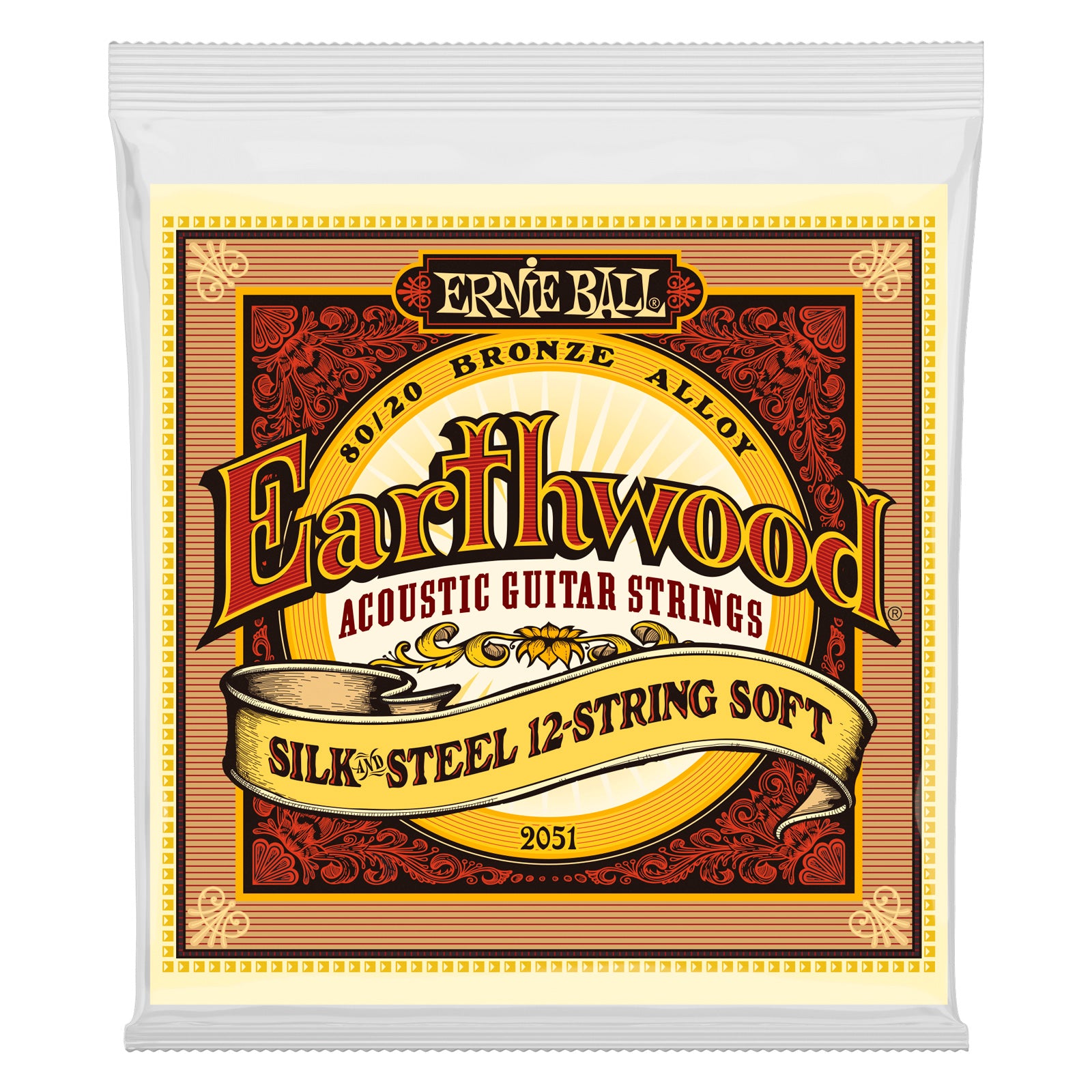 Ernie Ball 2051 Earthwood Silk Steel 80/20 Bronze Juego Cuerdas Guitarra Acústica 12 Cuerdas 009-046 1