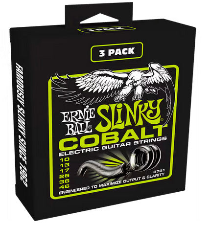 Ernie Ball 3721 Slinky Cobalt Pack 3 Juegos Cuerdas Guitarra Eléctrica 010-046 1