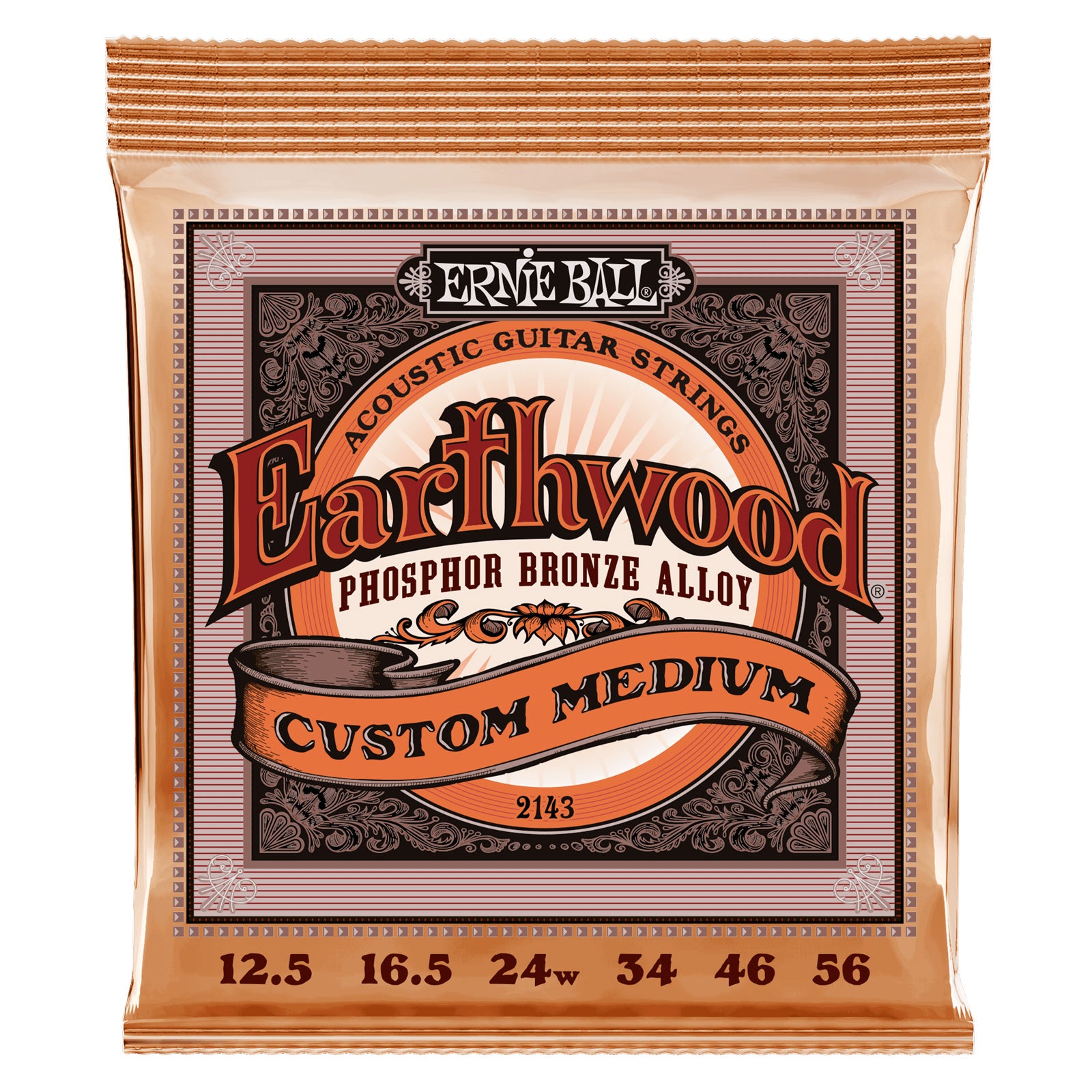 Ernie Ball 2143 Earthwood Phospor Bronze Medium Juego Cuerdas Guitarra Acústica 012.5-056 1