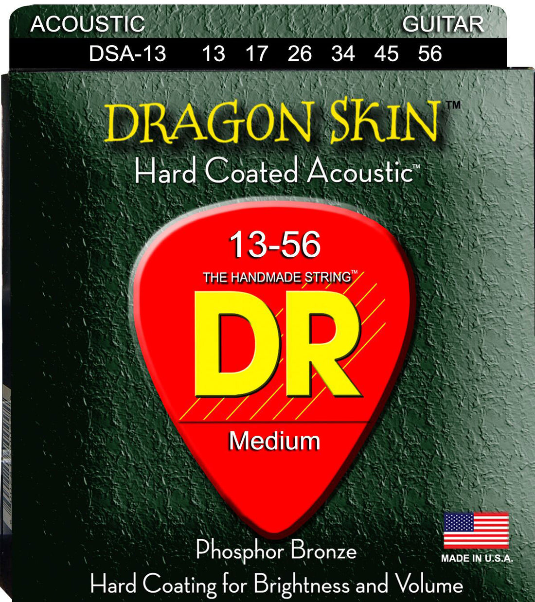 DR Strings DSA13  Dragon Skin Juego Cuerdas Guitarra Acústica 013-056 1