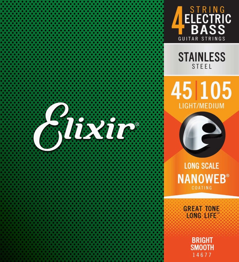 Elixir 14677 Nanoweb Light Medium Stainless Steel Juego Cuerdas Bajo 045-105 1