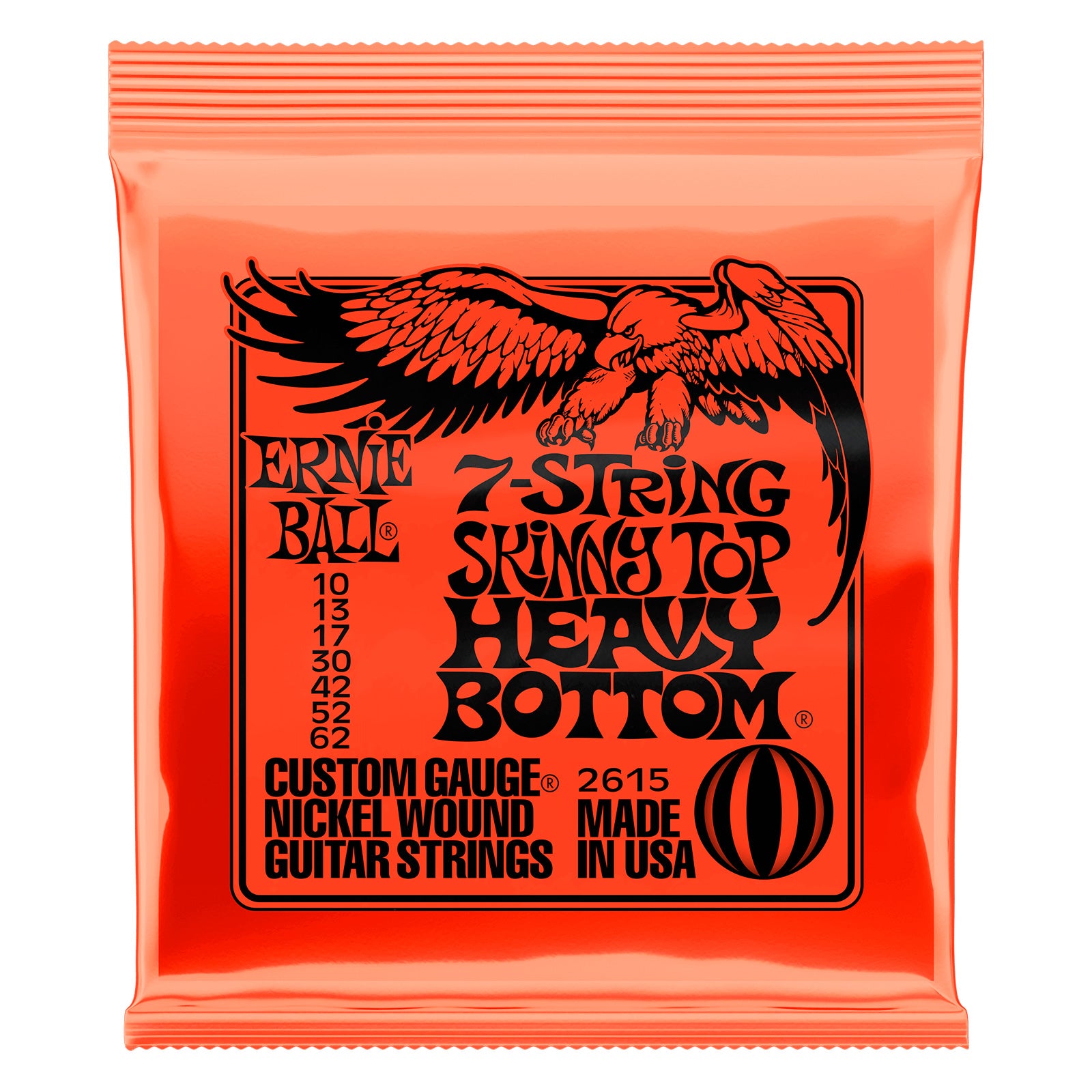 Ernie Ball 2615 Slinky Skinny Top Heavy Bottom Juego Cuerdas Guitarra Eléctrica 7 Cuerdas 010-062 1