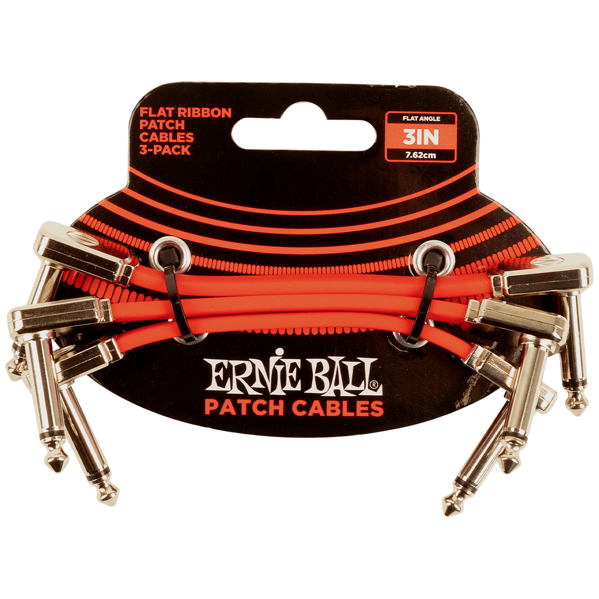 Ernie Ball EB6401 Flat Ribbon Pack 3 Cables Patch 7.5 cm Rojos 1