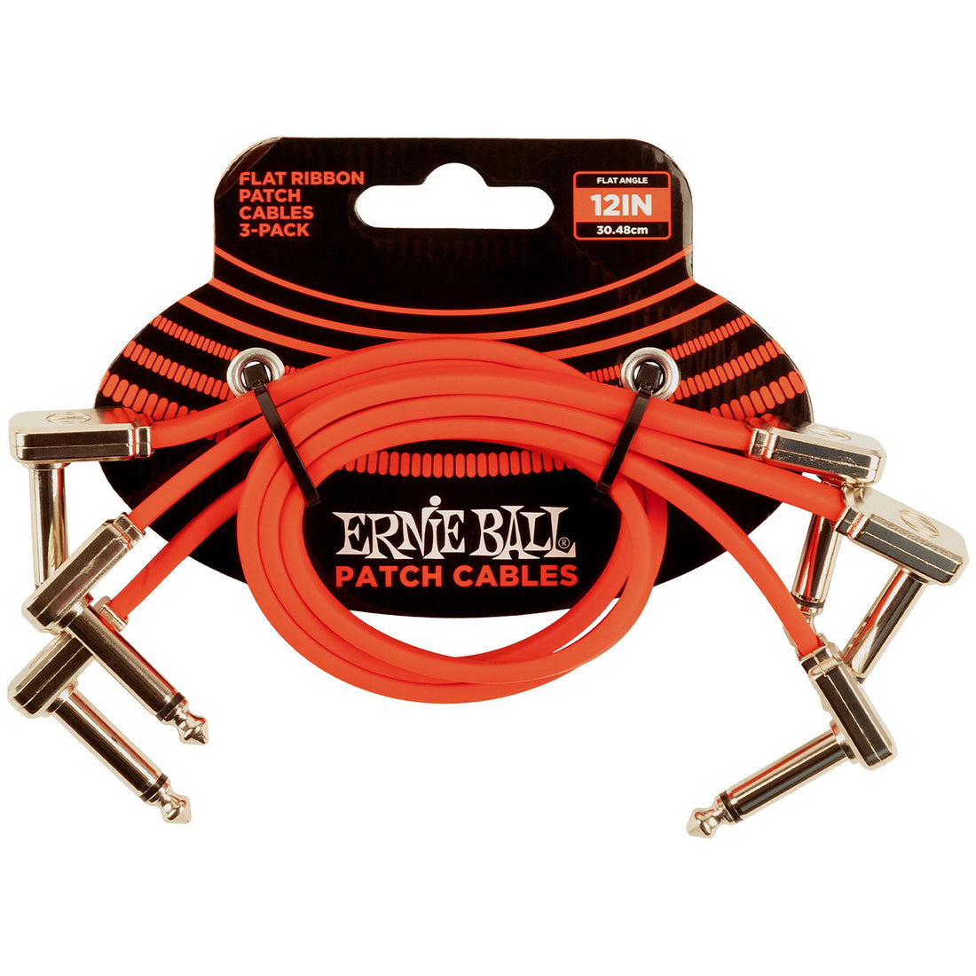 Ernie Ball EB6403 Flat Ribbon Pack 3 Cables Patch 30 cm Rojos 1