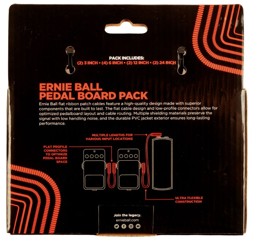 Ernie Ball EB6404 Flat Ribbon Multipack Cables Patch Rojos 2