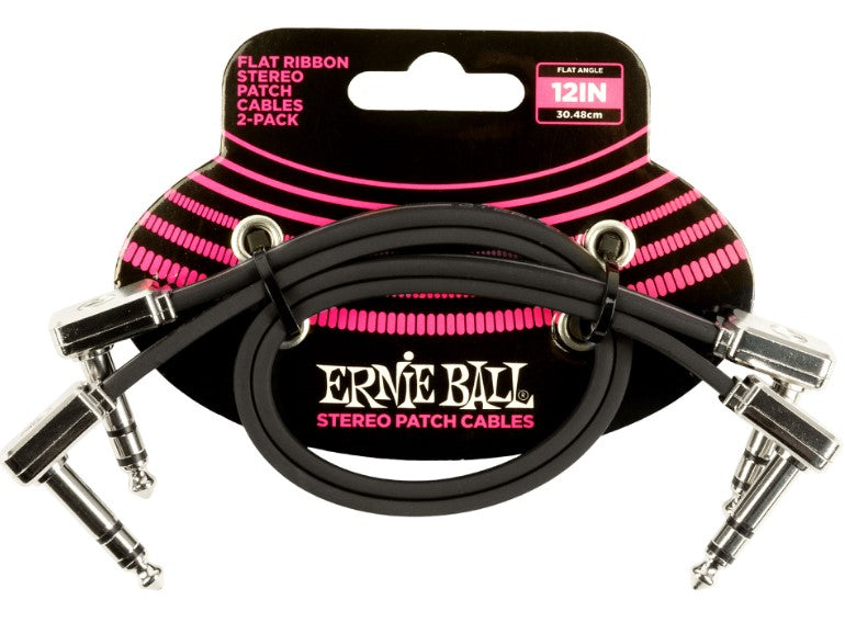 Ernie Ball EB6405 Flat Ribbon Pack 2 Cables Patch 30 cm Negros 1