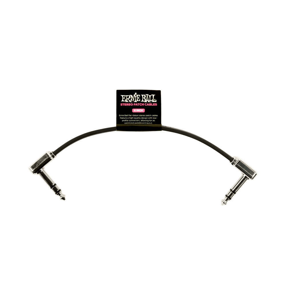 Ernie Ball EB6408 Flat Ribbon Cable Patch Jack Estéreo TRS 15 cm Negro 1