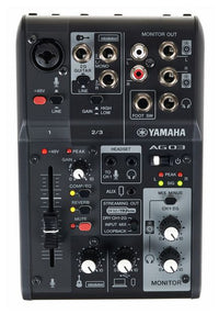 Yamaha AG03BL MK2 Mesa de Mezclas para Streaming 3 Canales Negra 1