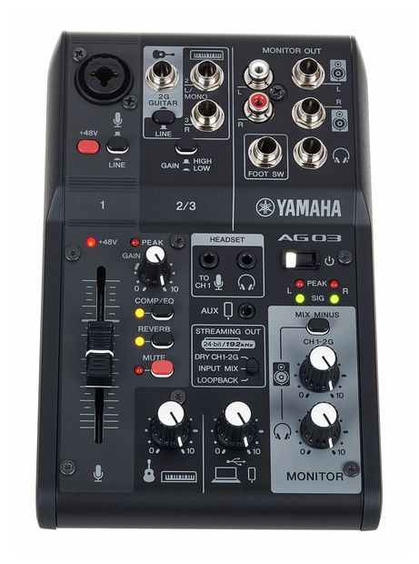 Yamaha AG03BL MK2 Mesa de Mezclas para Streaming 3 Canales Negra 3