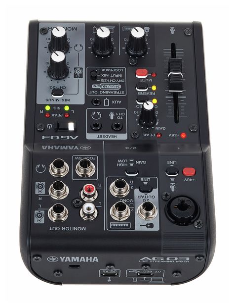 Yamaha AG03BL MK2 Mesa de Mezclas para Streaming 3 Canales Negra 5