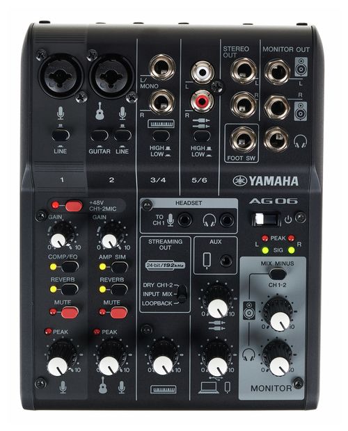 Yamaha AG06BL MK2 Mesa de Mezclas para Streaming 6 Canales Negra 1