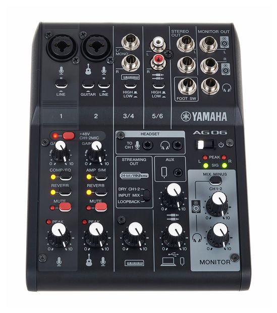 Yamaha AG06BL MK2 Mesa de Mezclas para Streaming 6 Canales Negra 3