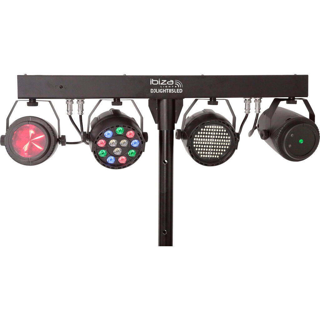 Ibiza Light DJ Light 85 Led Pack Iluminación con Proyector Par Strobo Moon Laser y Soporte 3