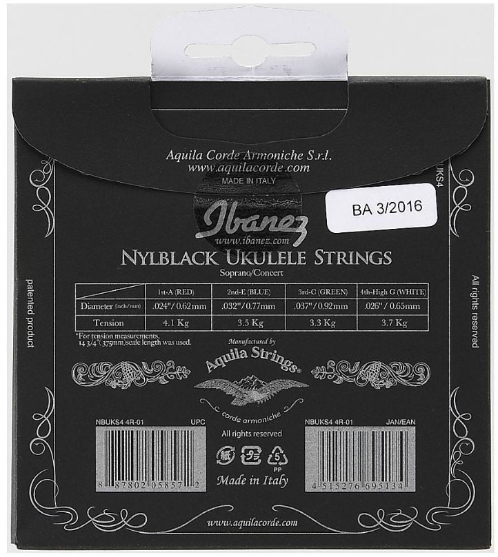 Ibanez NBUKS4 Juego de 4 Cuerdas Nylon Negro para Ukelele Soprano y Concierto 2