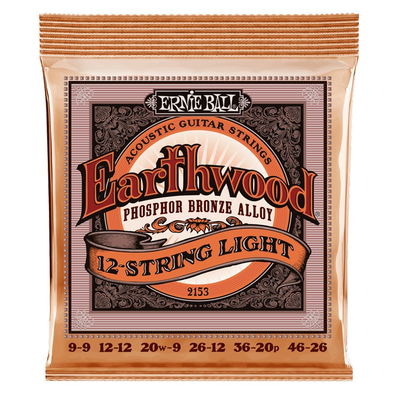 Ernie Ball 2153 Earthwood Phospor Bronze Light Juego 12 Cuerdas Guitarra Acústica 009-046 1