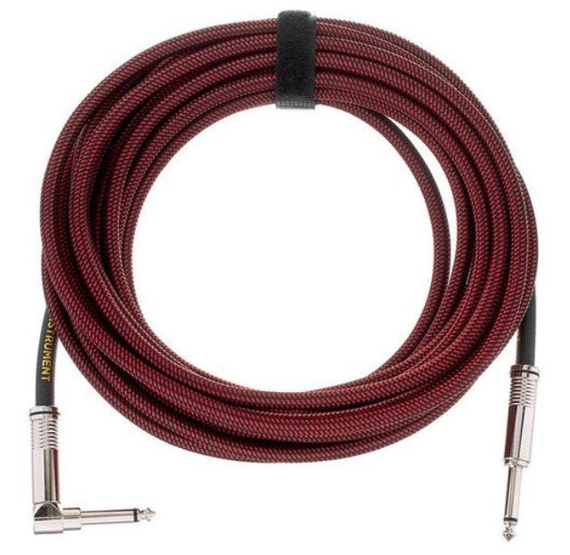 Ernie Ball EB6062 Cable Instrumento Trenzado Jack Recto Acodado 7.62 Metros Negro Rojo 1