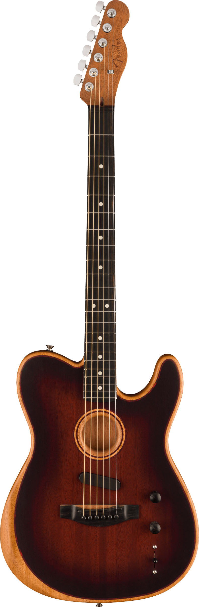 Fender American Acoustasonic Telecaster Mahogany Guitarra Electroacústica Bourbon Burst 1