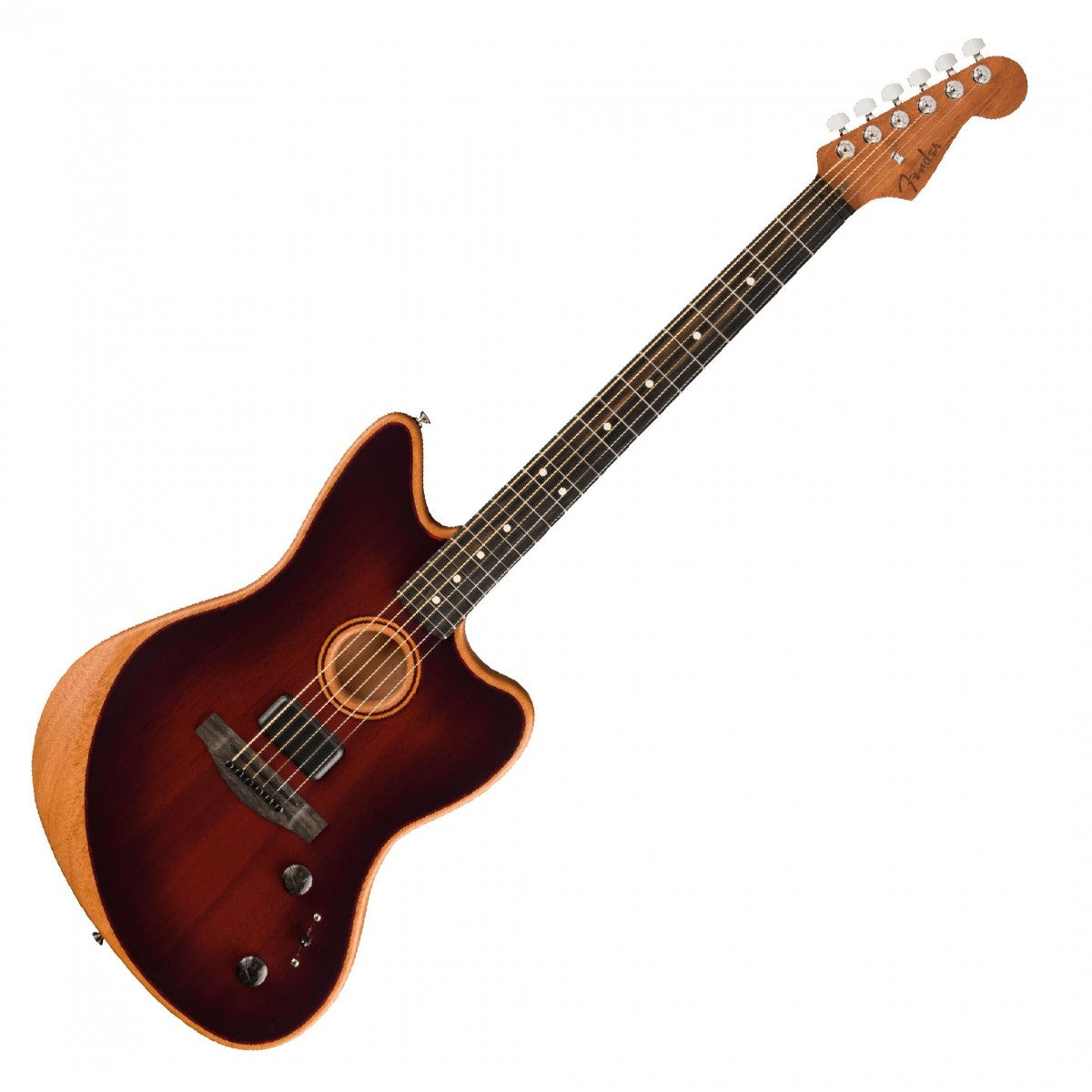 Fender American Acoustasonic Jazzmaster Mahogany Guitarra Electroacústica Bourbon Burst 7