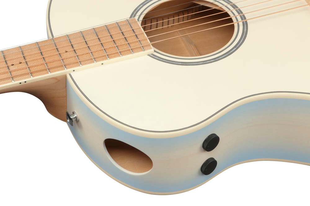 Ibanez AAM370M2E AIB Guitarra Electroacústica Auditorio Transparent Antique White Ice Blue 12