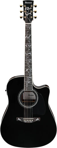 Ibanez AW391RCE BKH Guitarra Electroacústica Dreadnought Natural con Tapa Negra 1