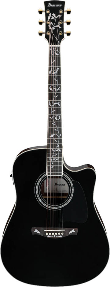 Ibanez AW391RCE BKH Guitarra Electroacústica Dreadnought Natural con Tapa Negra 1