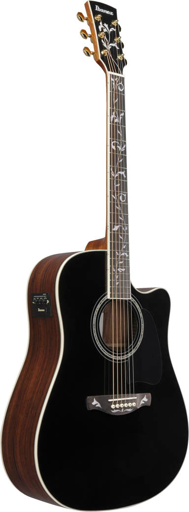 Ibanez AW391RCE BKH Guitarra Electroacústica Dreadnought Natural con Tapa Negra 2