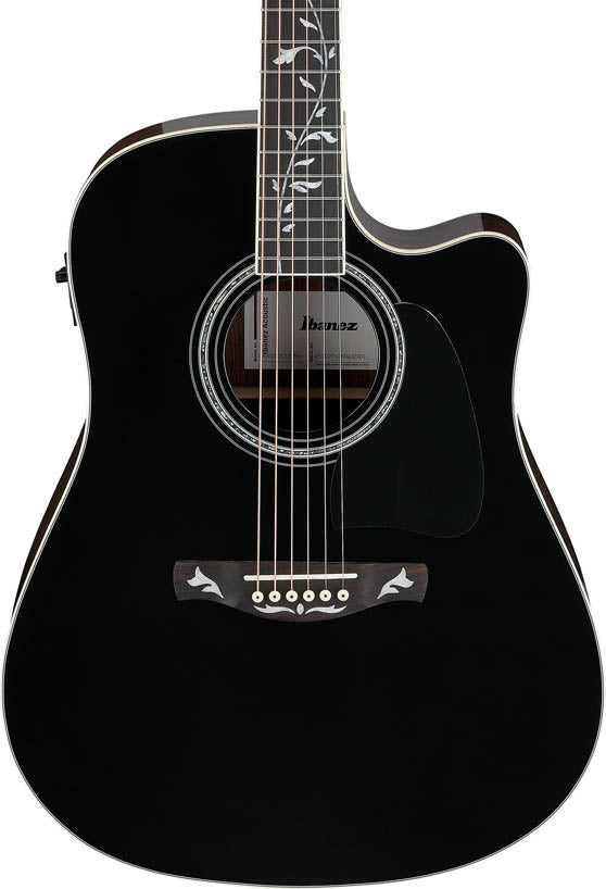 Ibanez AW391RCE BKH Guitarra Electroacústica Dreadnought Natural con Tapa Negra 4