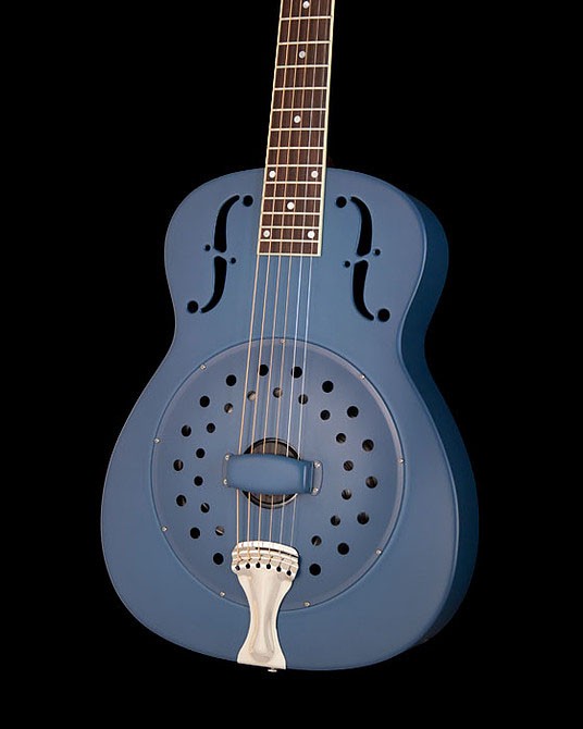 National Resophonic Collegian Steel Single Cone 14 Frets Guitarra Resonadora Galaxy Blue 1