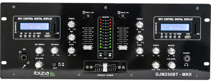 Ibiza Sound DJM250BT MKII Mesa de Mezclas de 2 Canales Rack 1