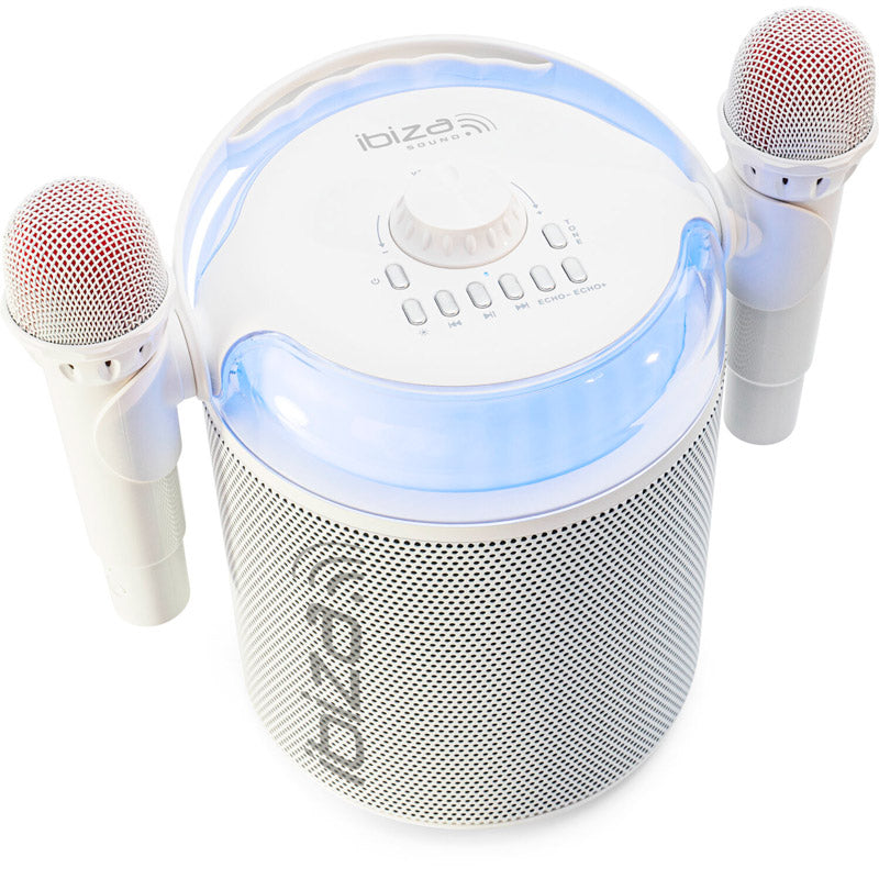 Ibiza Sound Karahome WH Altavoz Bluetooth Karaoke Con 2 Micrófonos Inalámbricos Blanco 1